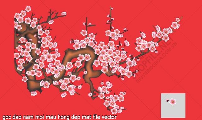 goc dao nam moi mau hong dep mat file vector